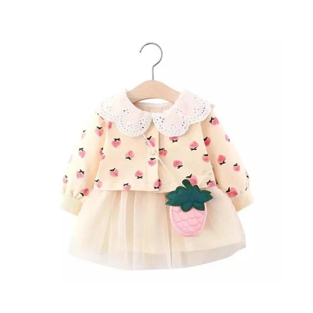 Strawberry Beige Tulle Dress w/ Cardigan & Purse Bag Size 2 Years XL NWT🦋